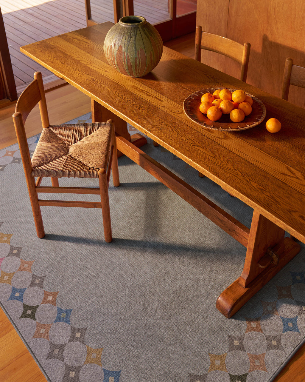 Marquise Border Grey Flatwoven Rug by Jonathan Adler