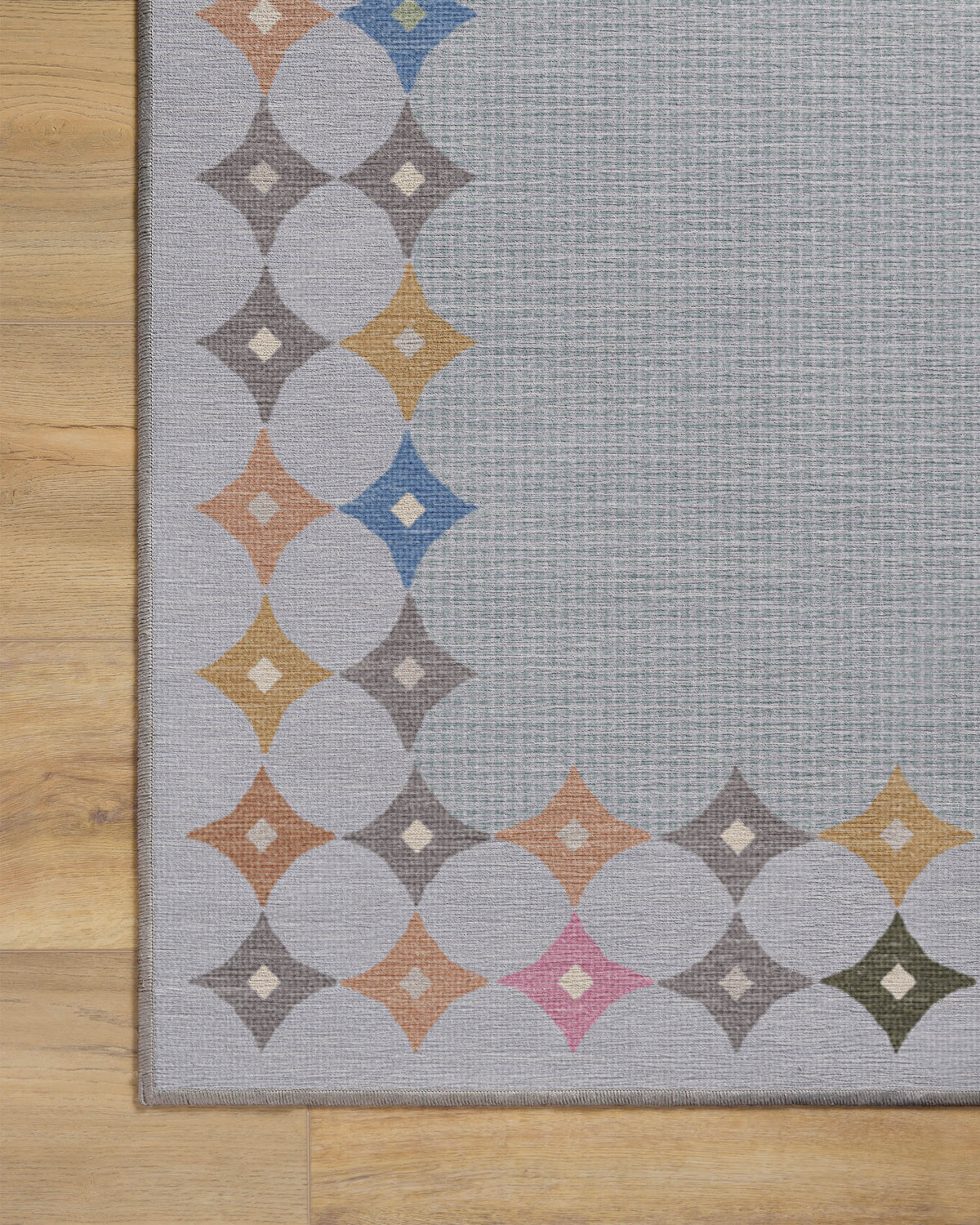 Marquise Border Grey Flatwoven Rug by Jonathan Adler