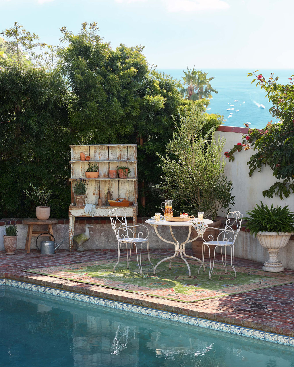 Mehr Green & Soft Pink Outdoor Rug