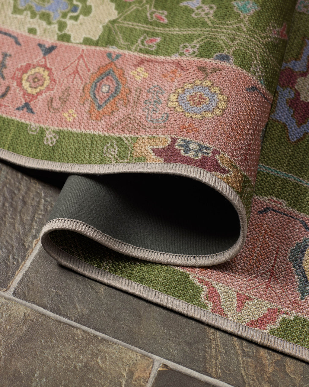 Mehr Green & Soft Pink Outdoor Rug
