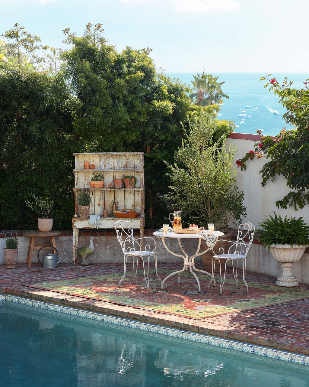 Mehr Rose & Soft Green Outdoor Rug