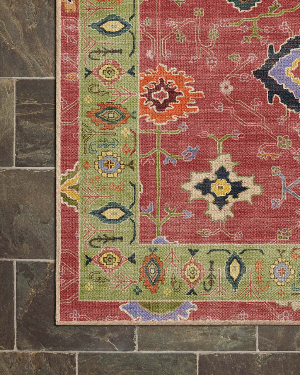 Mehr Rose & Soft Green Outdoor Rug