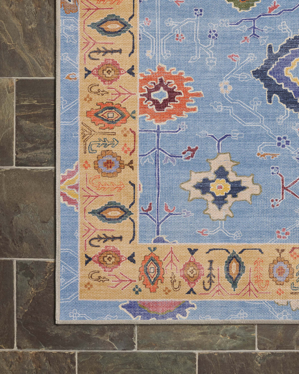Mehr Soft Blue & Yellow Outdoor Rug