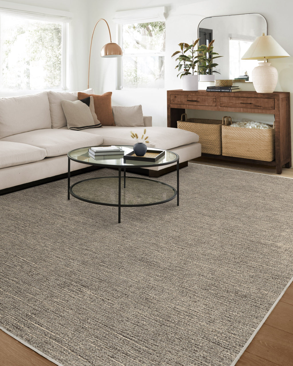 Melange Solid Natural Stone Flatwoven Rug