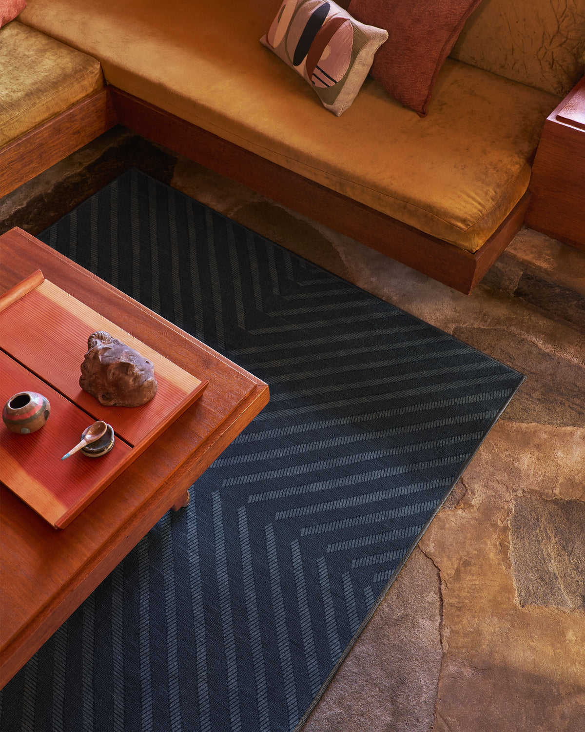 Memphis Blue Flatwoven Rug by Jonathan Adler