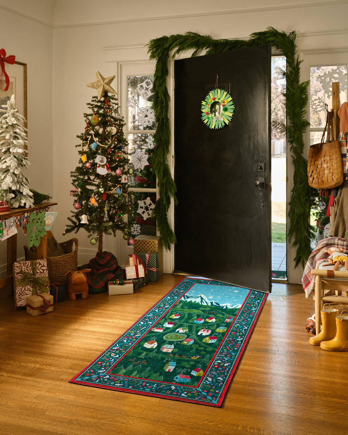 Merry Village Green Rug
