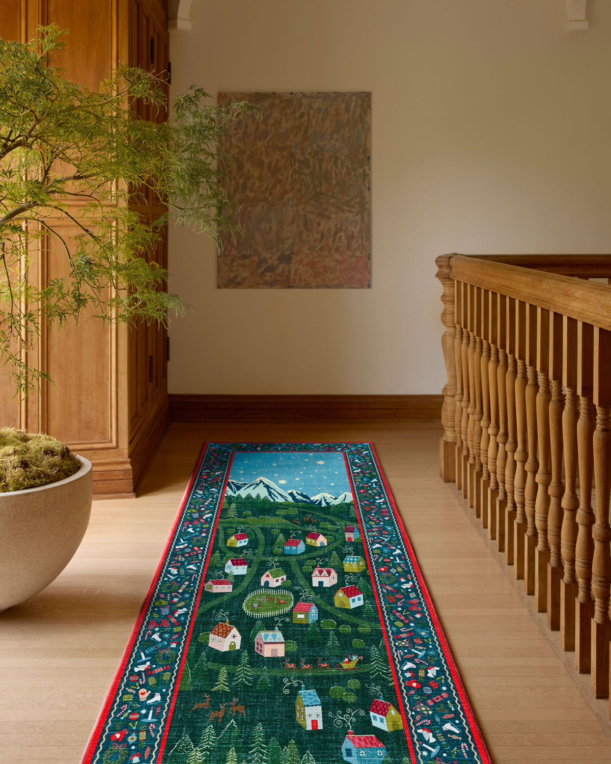 Merry Village Green Rug