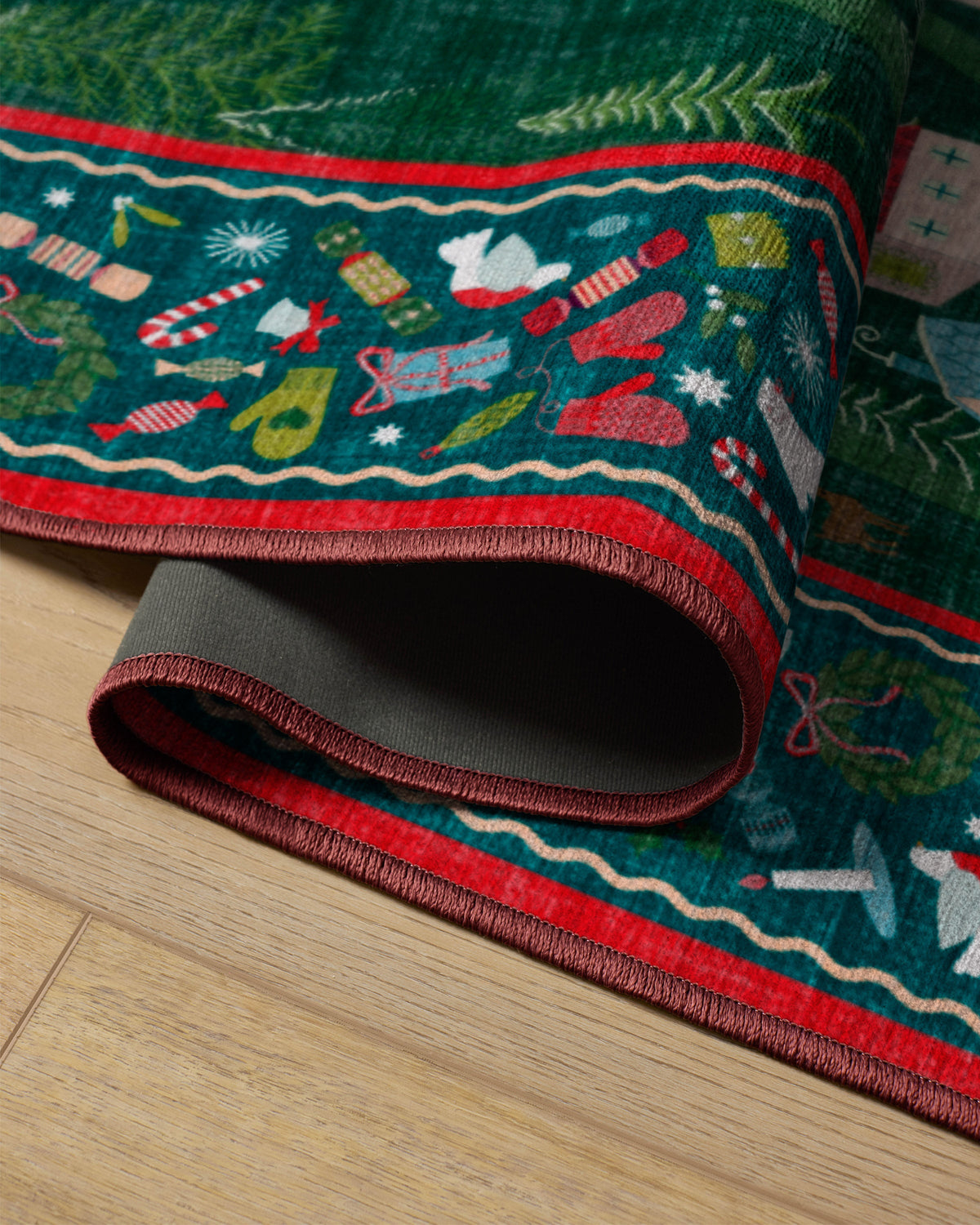 Merry Village Green Flatwoven Rug