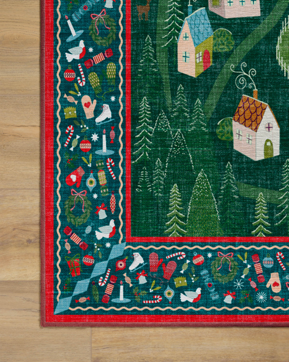 Merry Village Green Flatwoven Rug