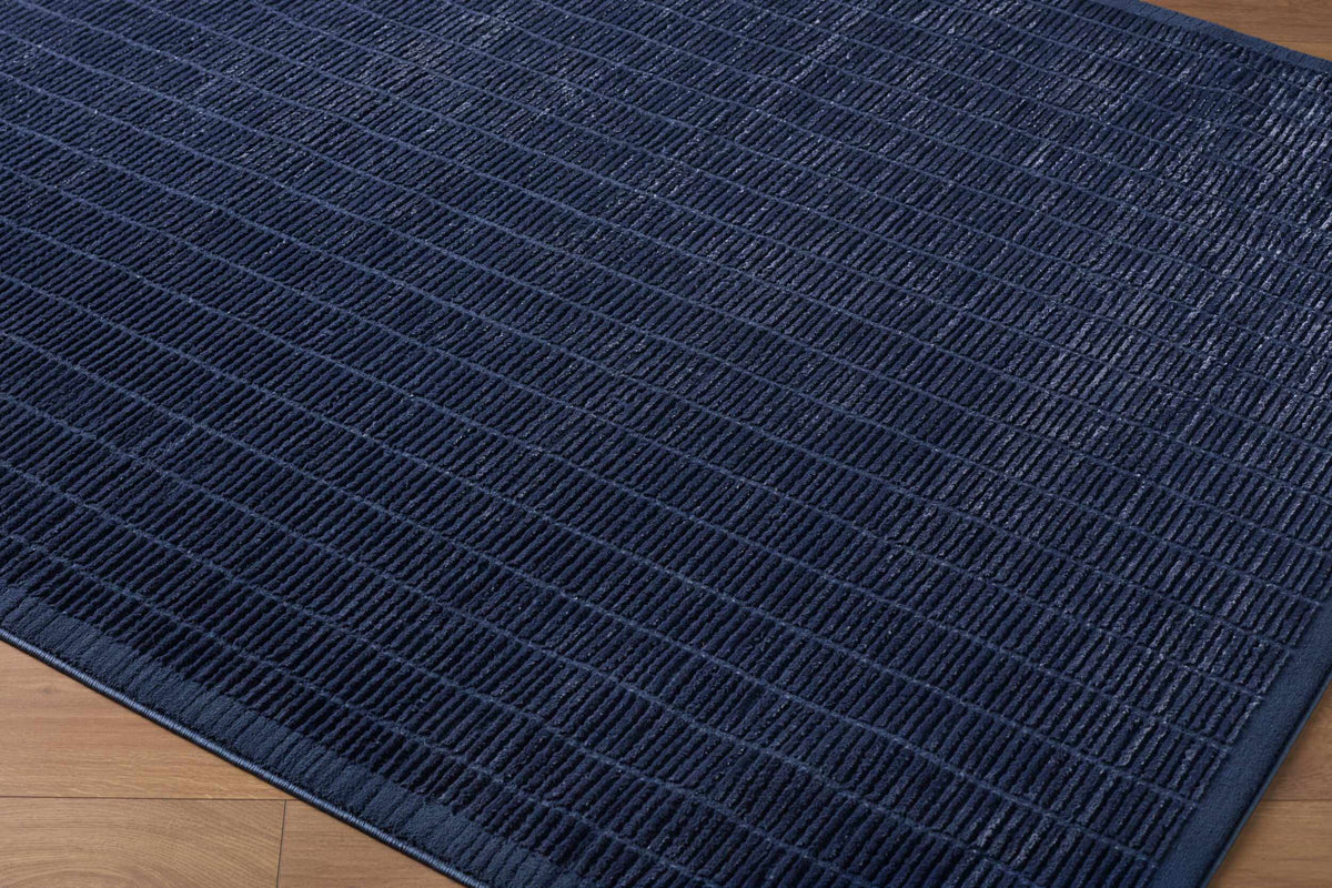 Jolene Navy Blue Contemporary Washable Area Rug