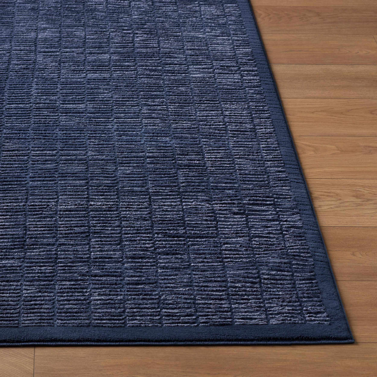 Jolene Navy Blue Contemporary Washable Area Rug