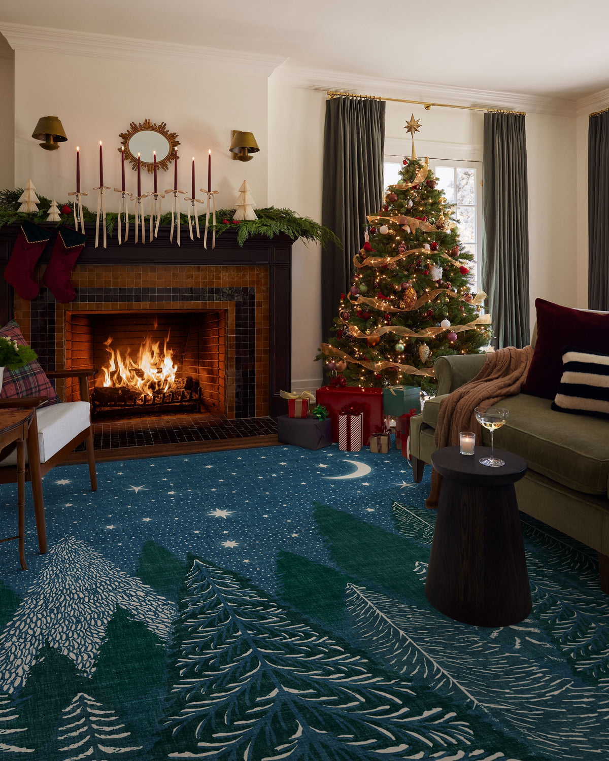 Midnight Grove Navy Flatwoven Rug