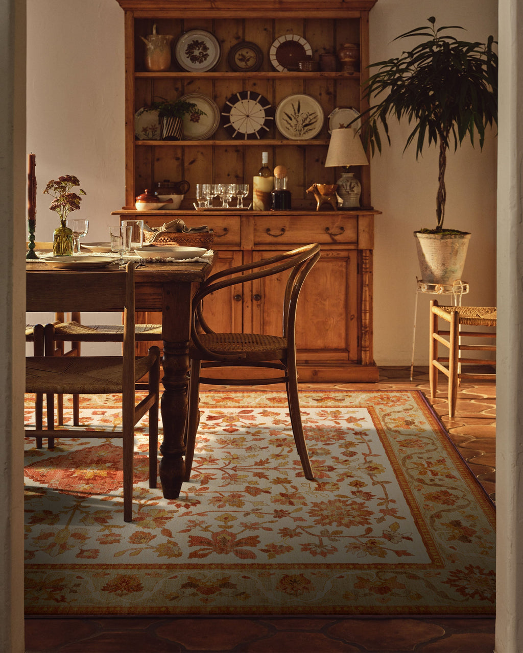 Mina Warm Cream & Rust Flatwoven Rug