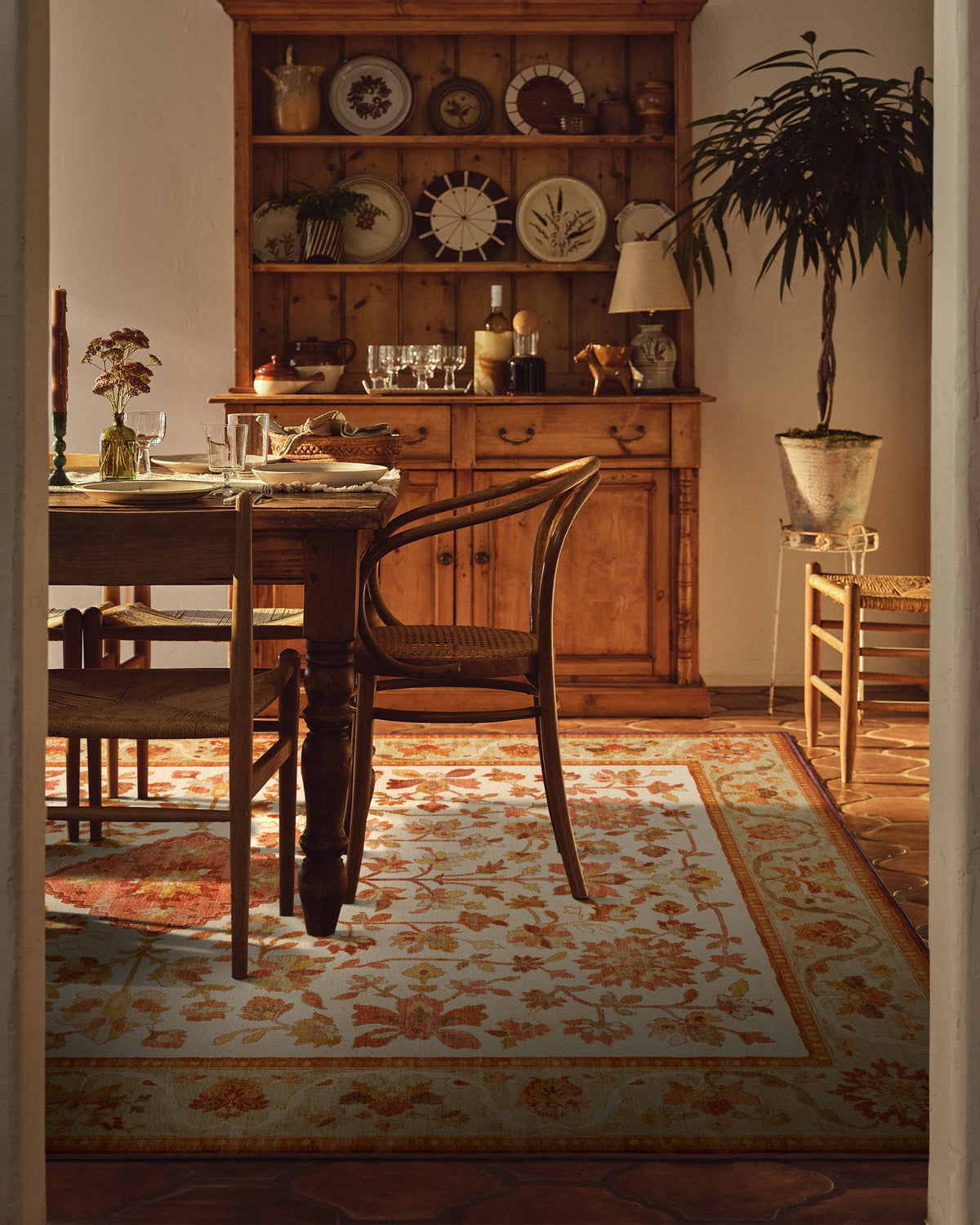 Mina Warm Cream & Rust Flatwoven Rug