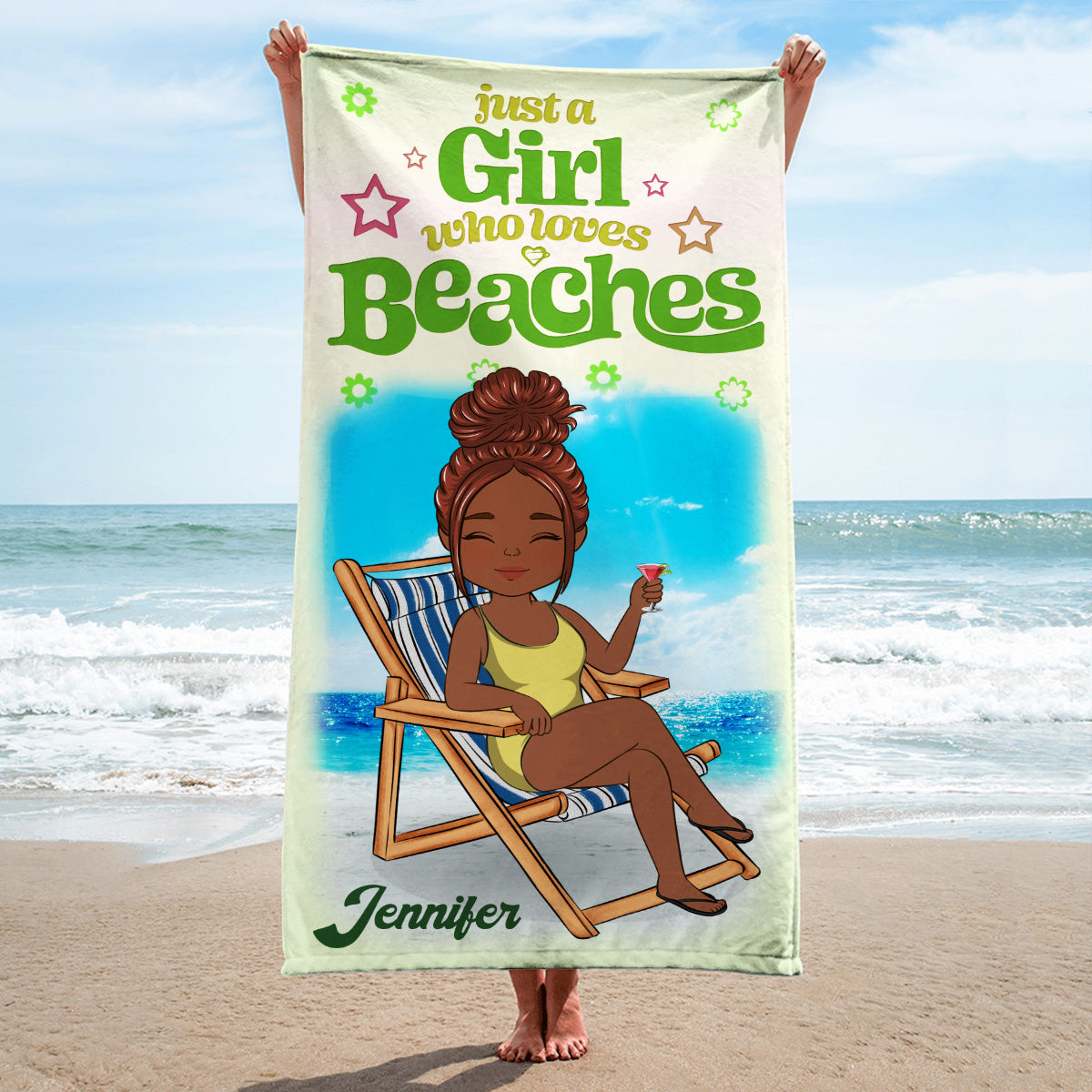 A Girl Loves Beaches - Personalized Beach Towel