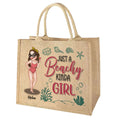 A Beachy Kinda Girl - Personalized Jute Tote Bag