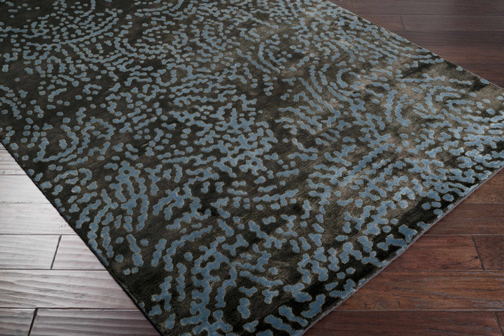Pensacola Denim/Black Premium Wool&Viscose Rug - Clearance