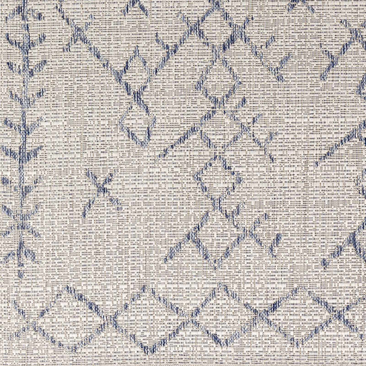 Maunawili Blue Detailed Gray Outdoor Rug - Clearance