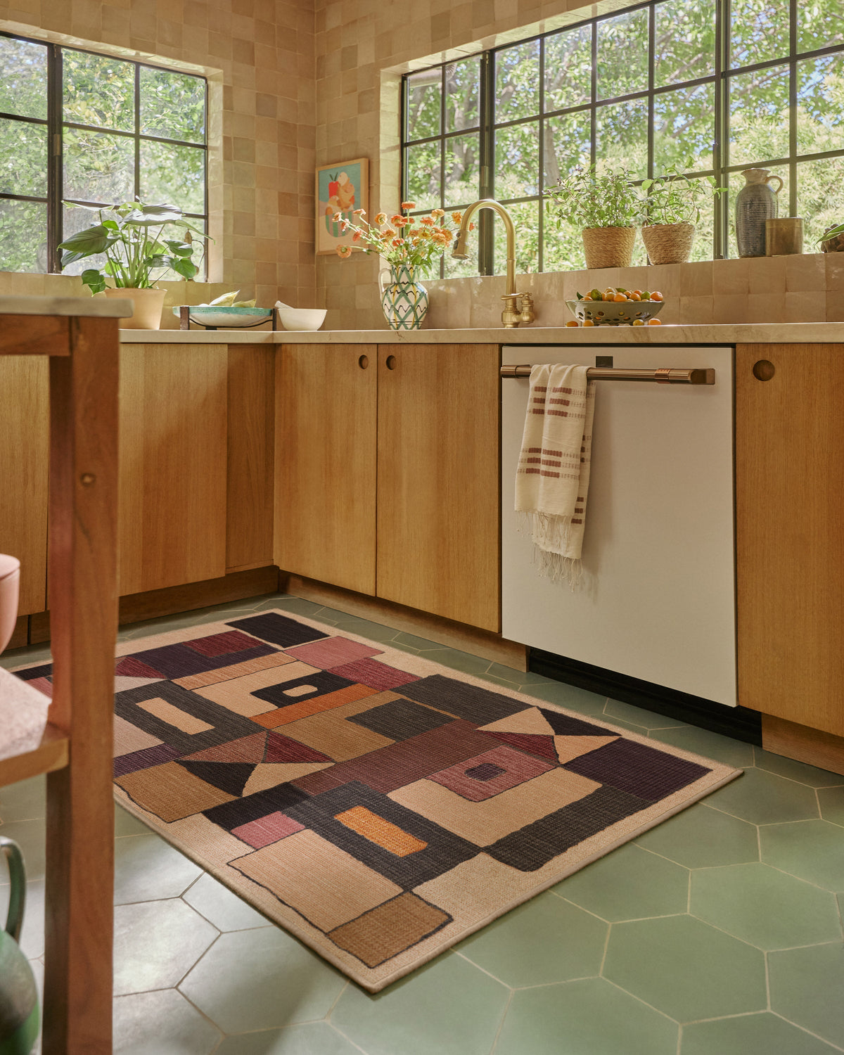 Modra Warm Brown Flatwoven Rug by Jungalow