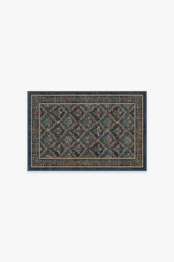 Bellflowers Blue Flatwoven Rug by Morris & Co.