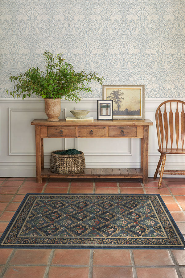 Bellflowers Blue Flatwoven Rug by Morris & Co.