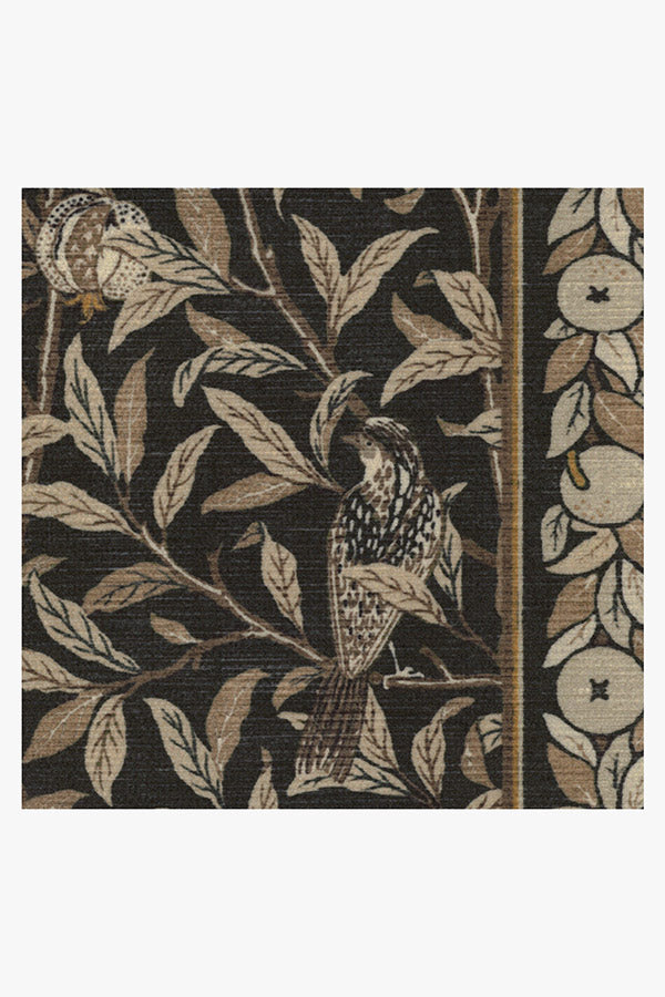 Bird & Pomegranate Soft Black Flatwoven Rug by Morris & Co.