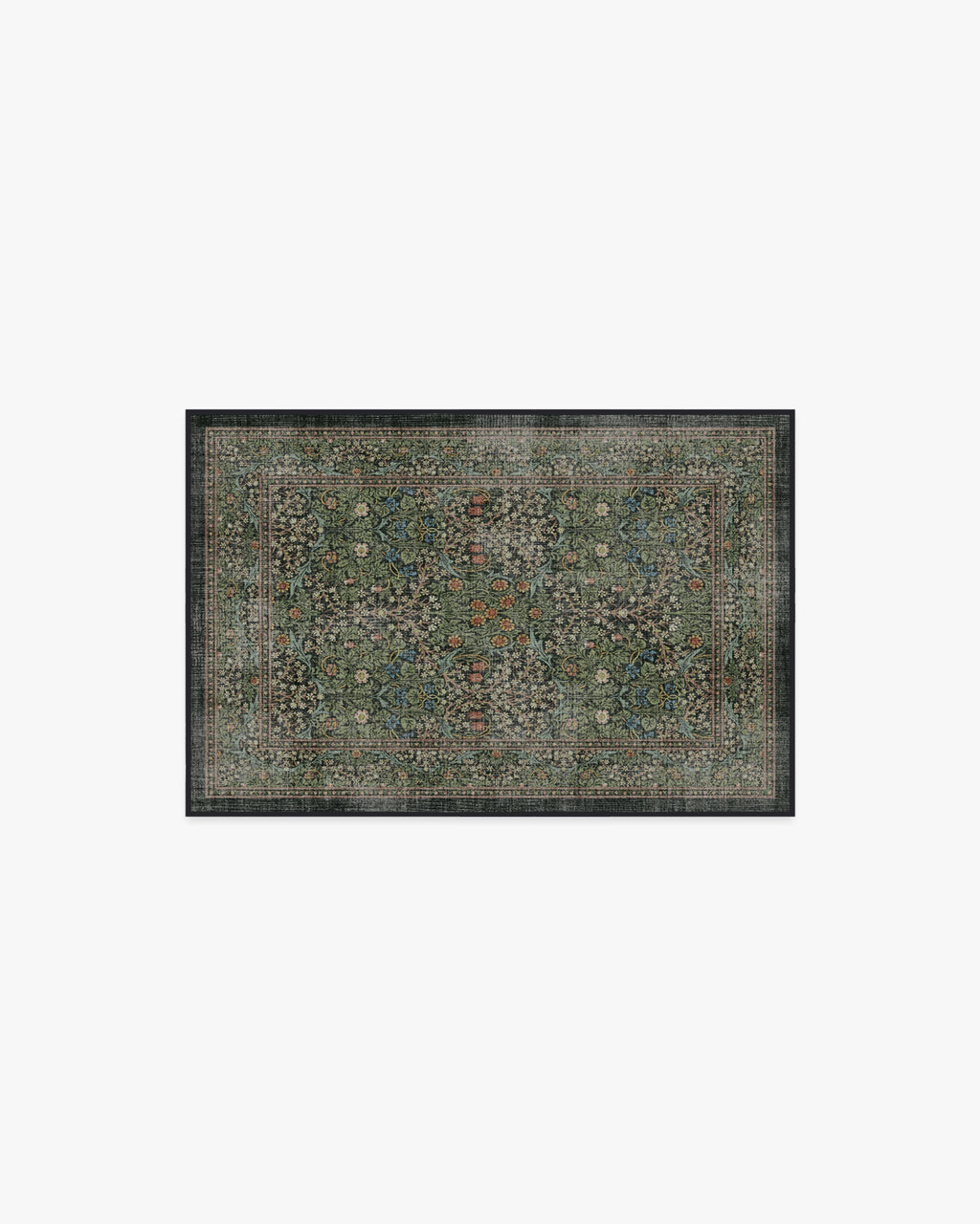 Blackthorn Forest Green Flatwoven Rug by Morris & Co.