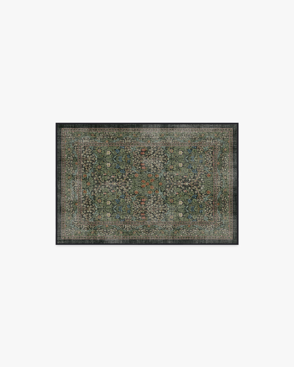 Blackthorn Forest Green Flatwoven Rug by Morris & Co.