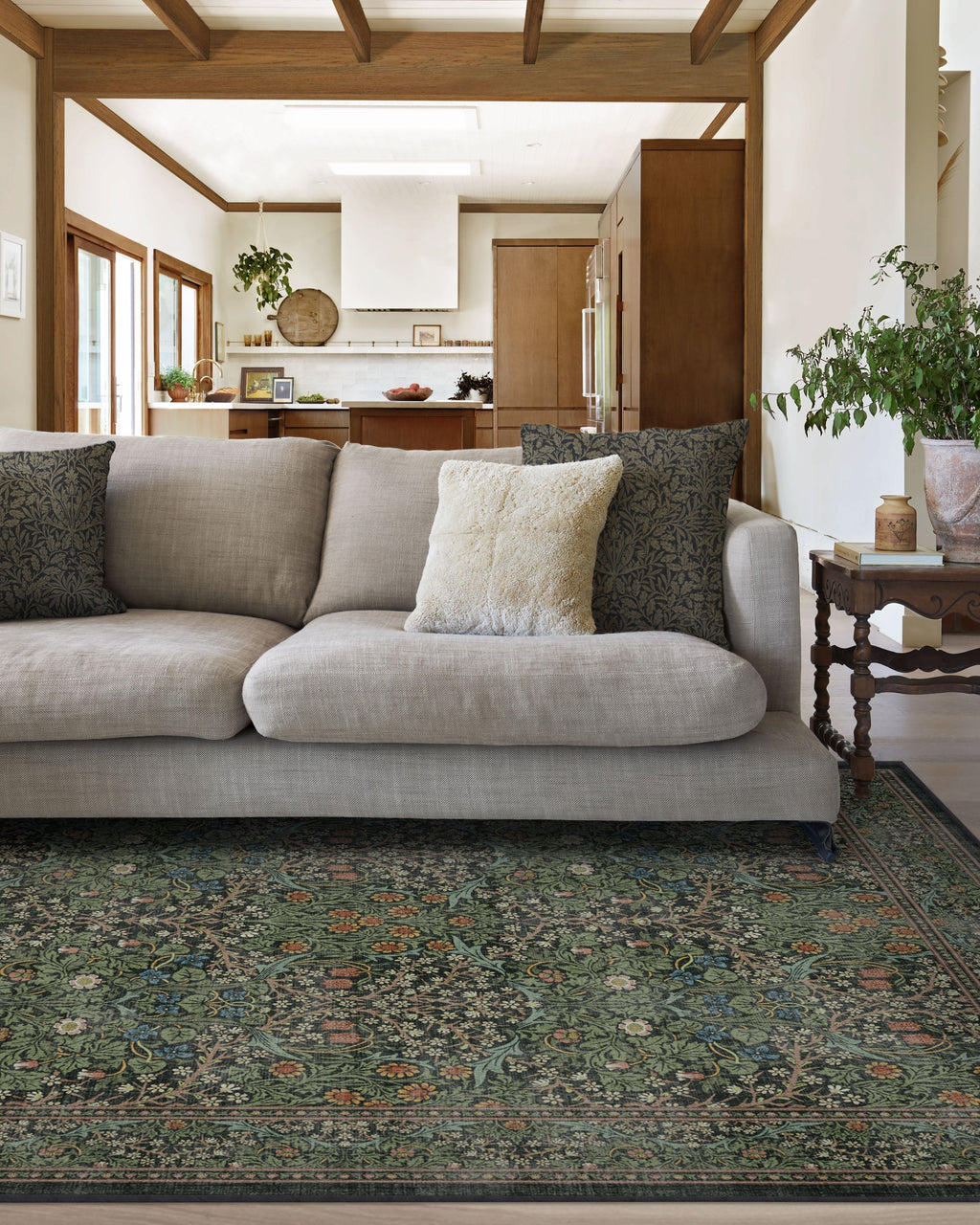 Blackthorn Forest Green Rug by Morris & Co.