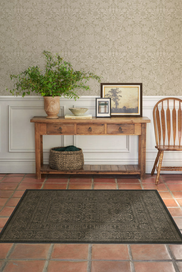 Bluebell Soft Black Flatwoven Rug by Morris & Co.