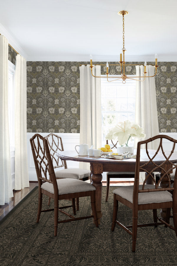 Bluebell Soft Black Flatwoven Rug by Morris & Co.