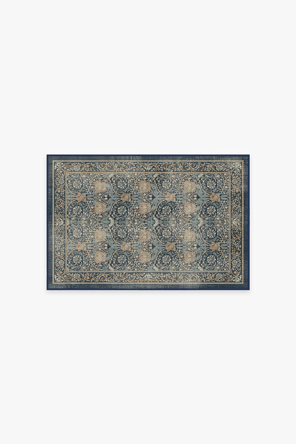 Honeysuckle & Tulip Indigo Flatwoven Rug by Morris & Co.