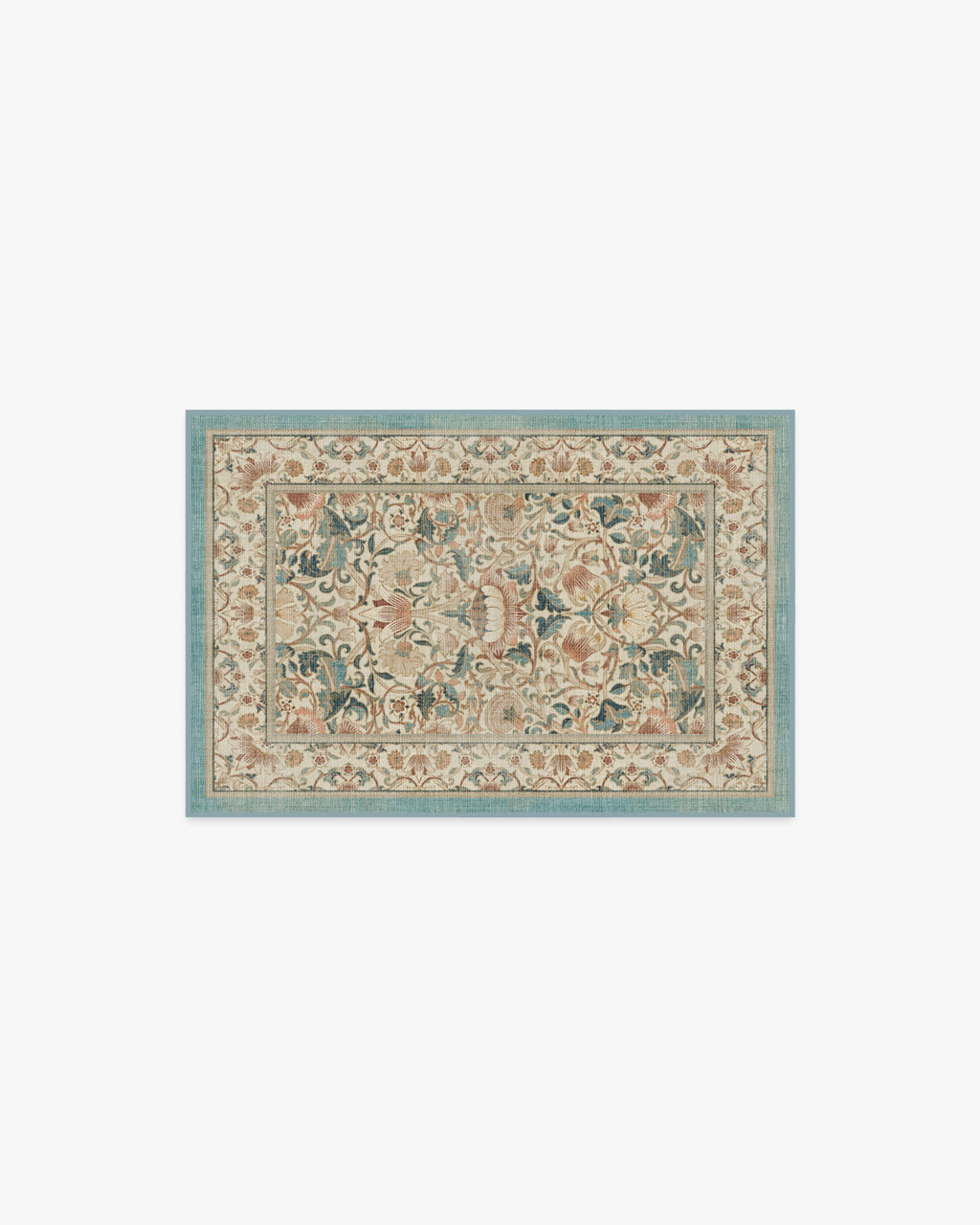 Lodden Soft Rose & Teal Flatwoven Rug by Morris & Co.