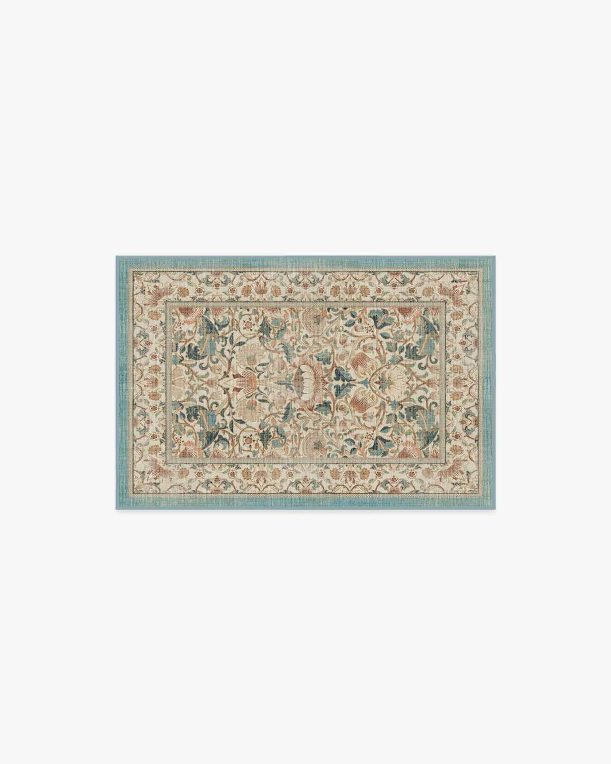 Lodden Soft Rose & Teal Flatwoven Rug by Morris & Co.