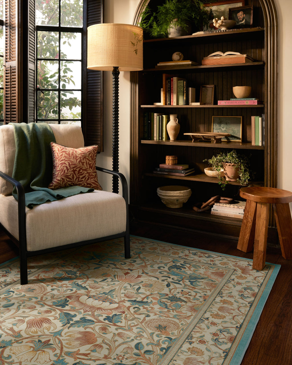 Lodden Soft Rose & Teal Flatwoven Rug by Morris & Co.