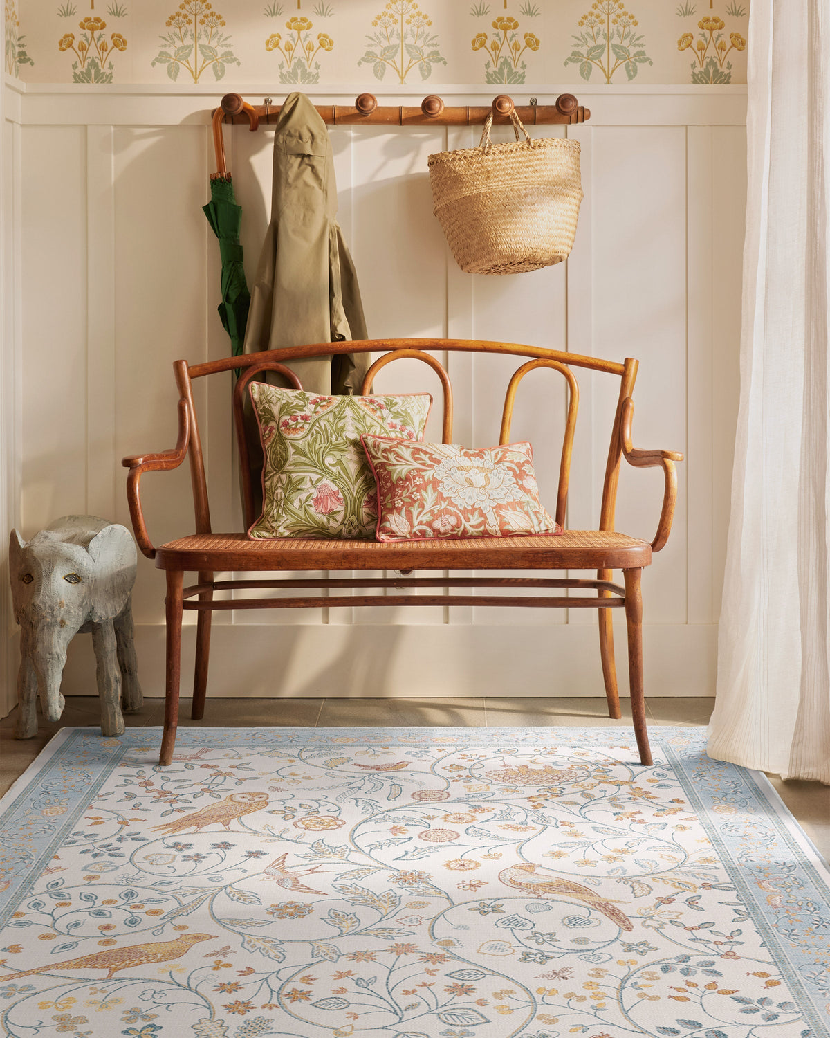 Newill Ivory & Blue Rug by Morris & Co.