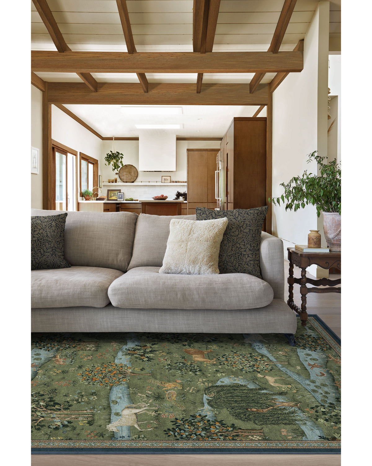 Owl & Willow Green Flatwoven Rug by Morris & Co.