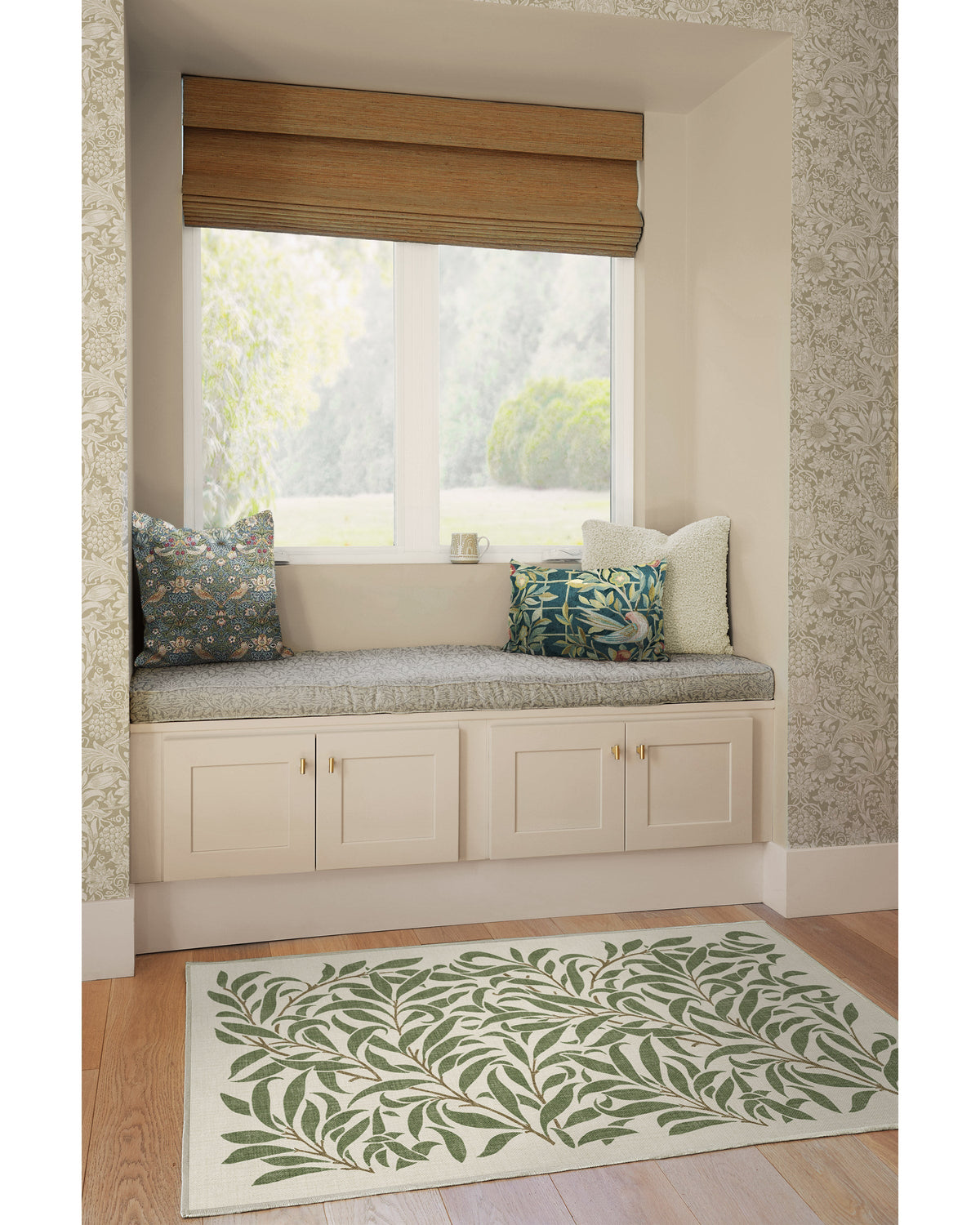 Pure Willow Boughs Green Flatwoven Rug by Morris & Co.