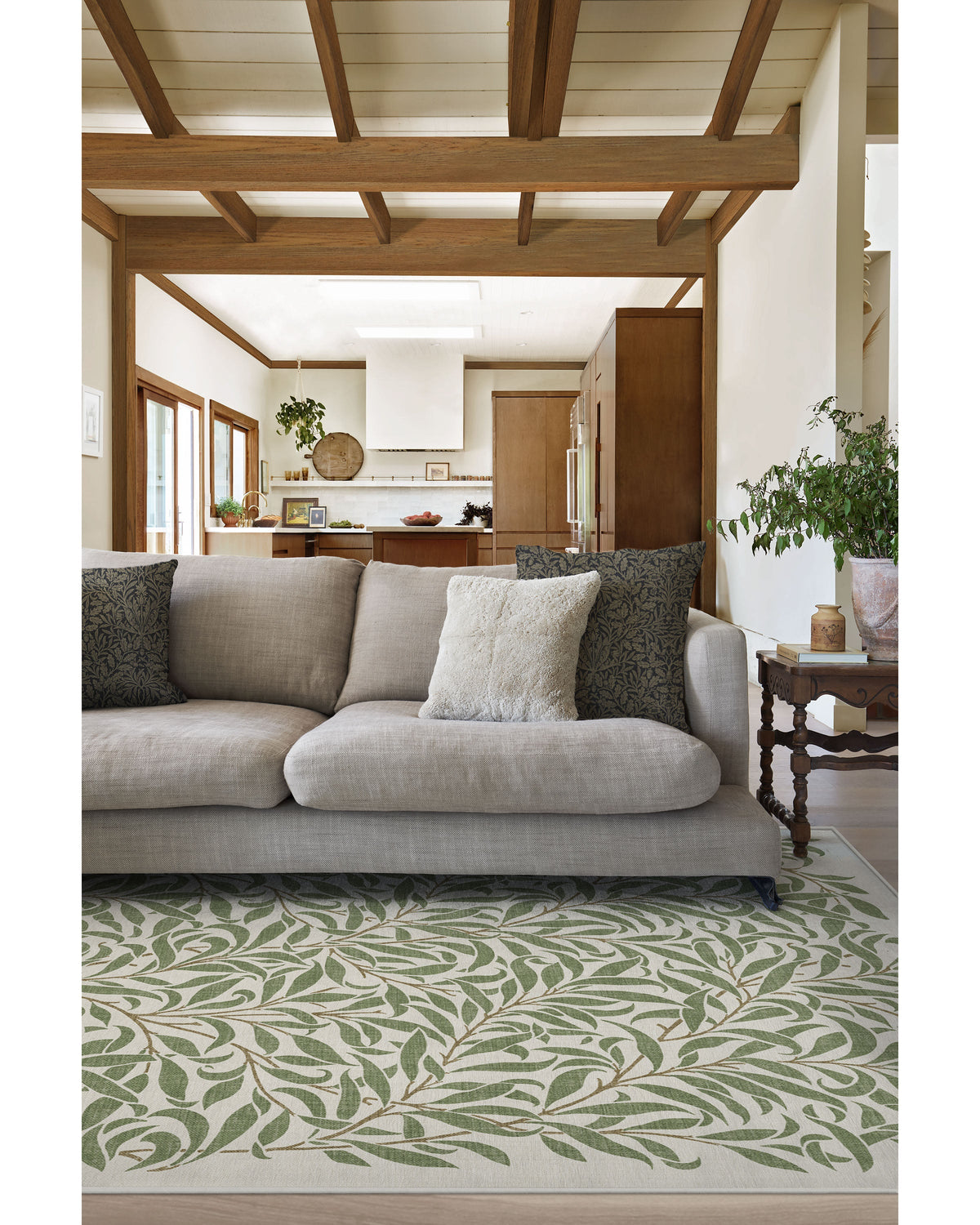 Pure Willow Boughs Green Flatwoven Rug by Morris & Co.