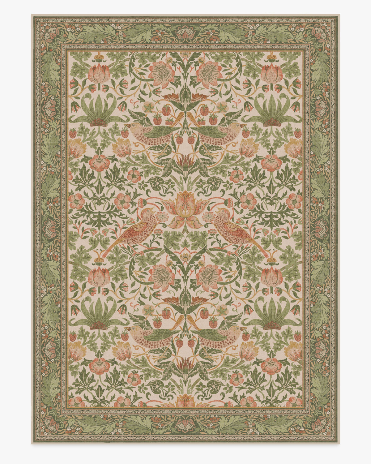 Strawberry Thief Sage & Rose Rug by Morris & Co.