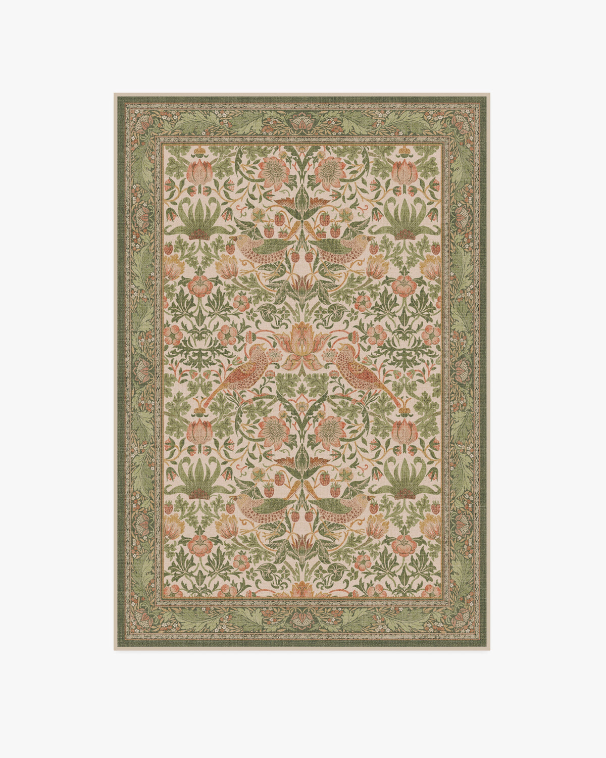 Strawberry Thief Sage & Rose Rug by Morris & Co.