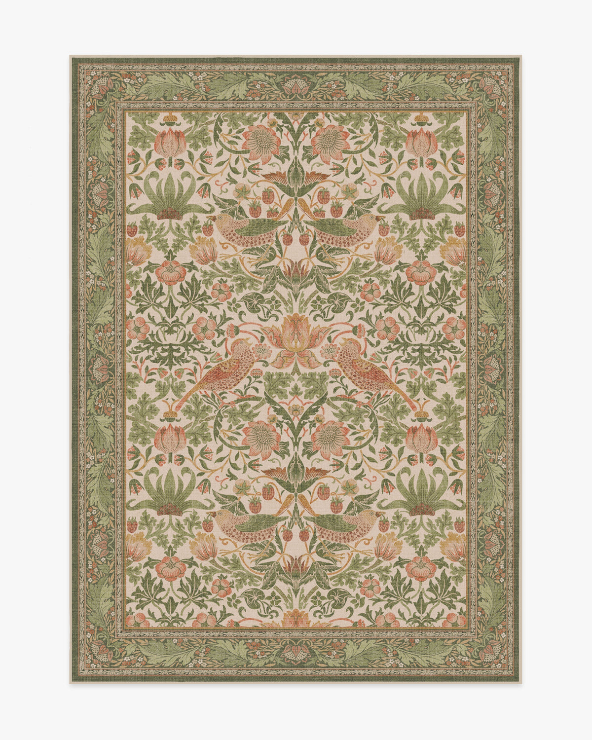 Strawberry Thief Sage & Rose Rug by Morris & Co.