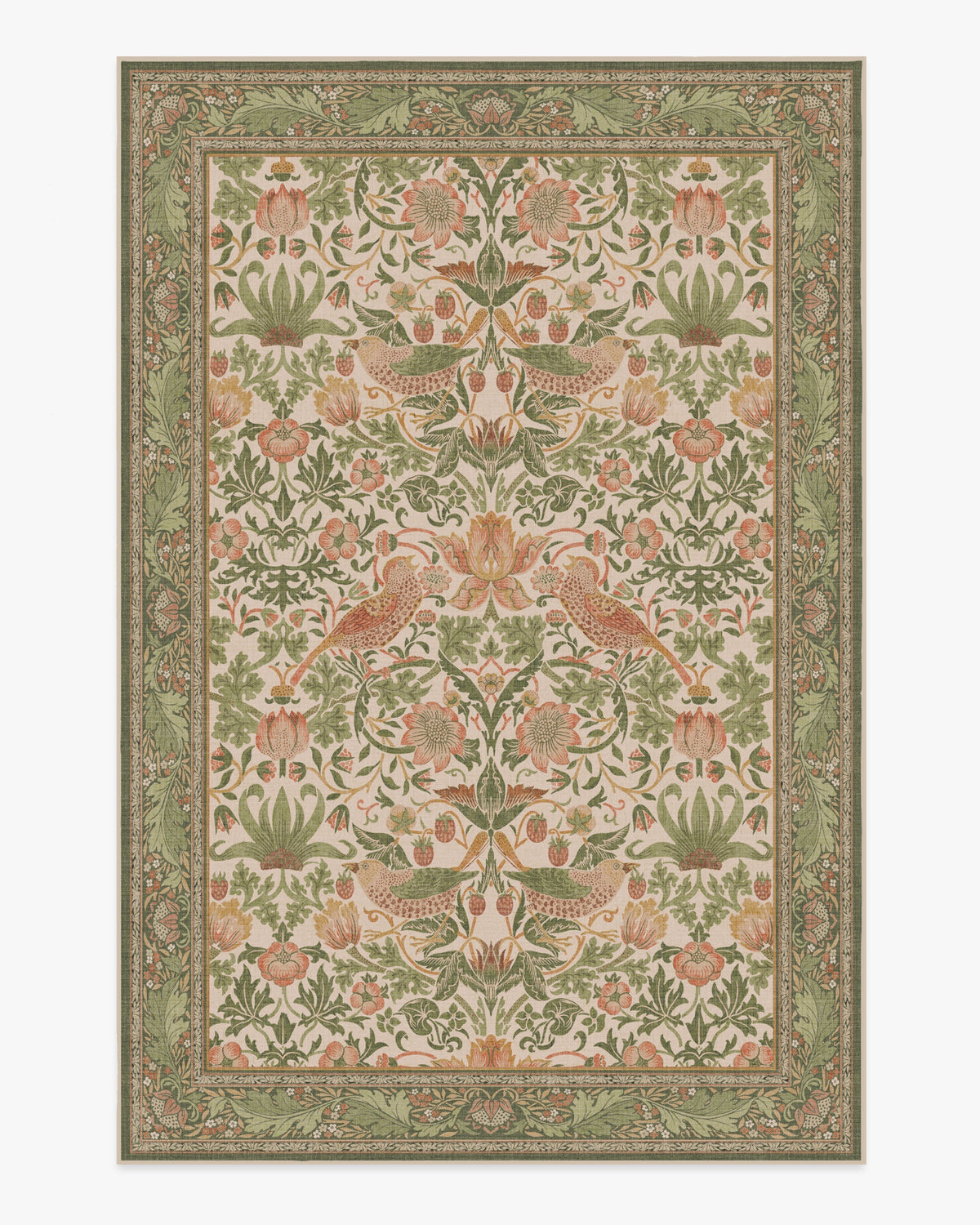 Strawberry Thief Sage & Rose Rug by Morris & Co.