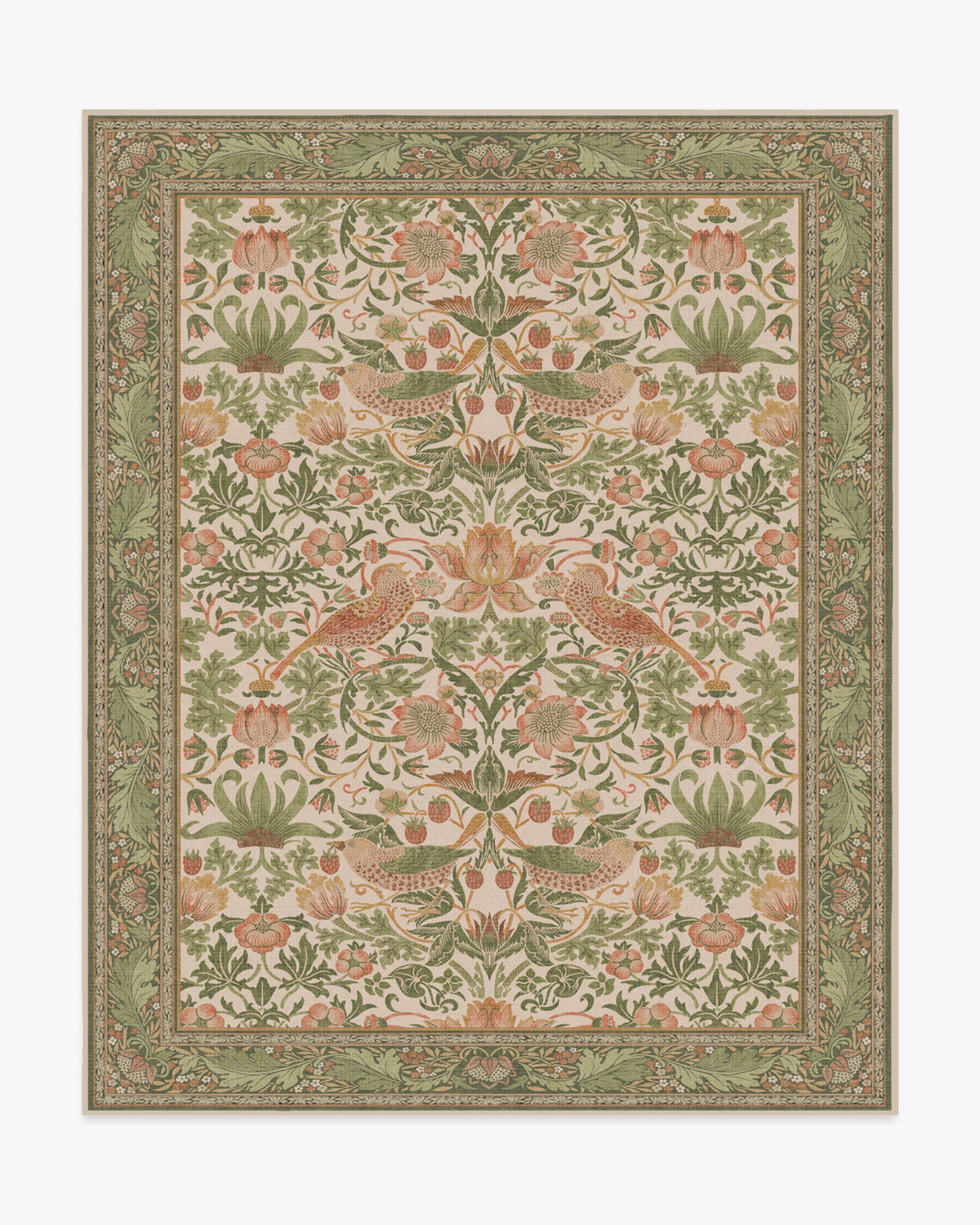 Strawberry Thief Sage & Rose Rug by Morris & Co.