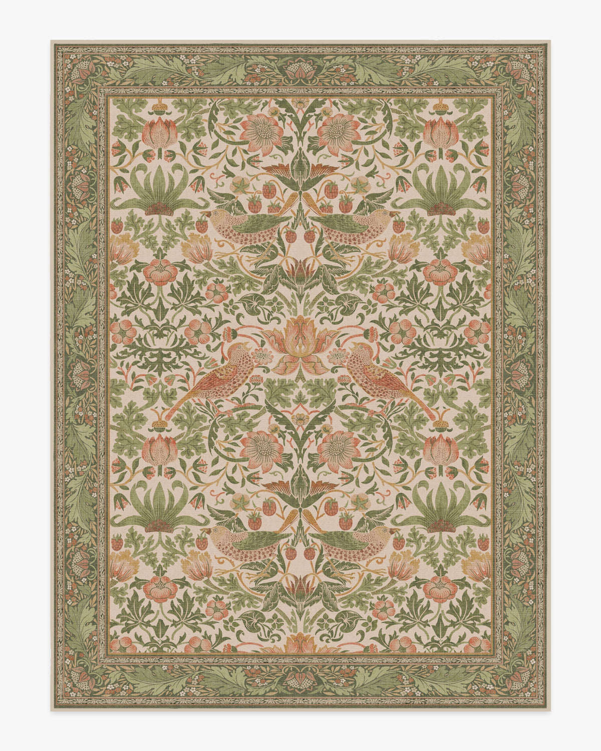 Strawberry Thief Sage & Rose Rug by Morris & Co.