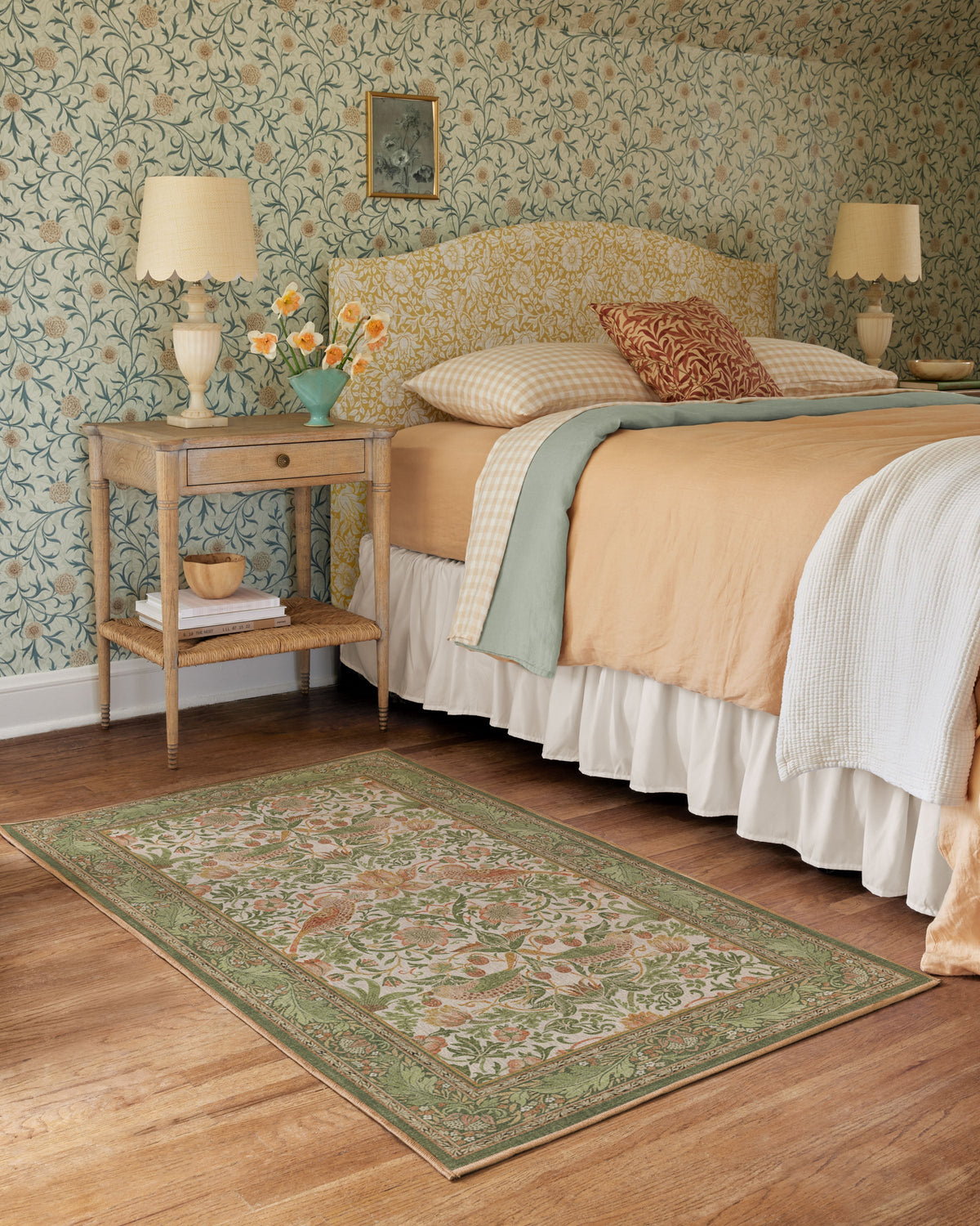 Strawberry Thief Sage & Rose Rug by Morris & Co.