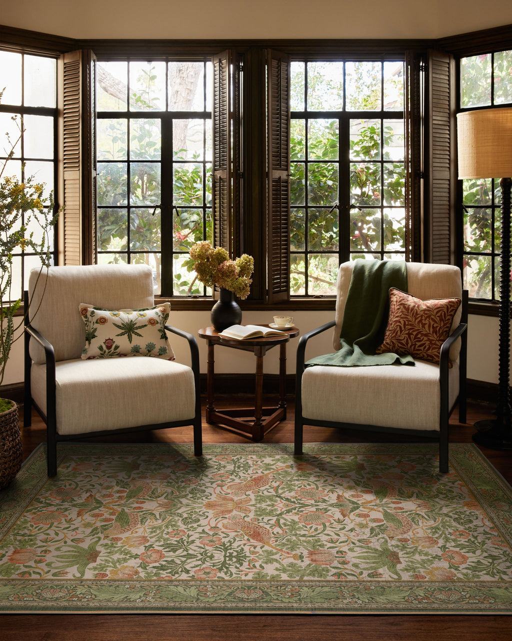 Strawberry Thief Sage & Rose Rug by Morris & Co.