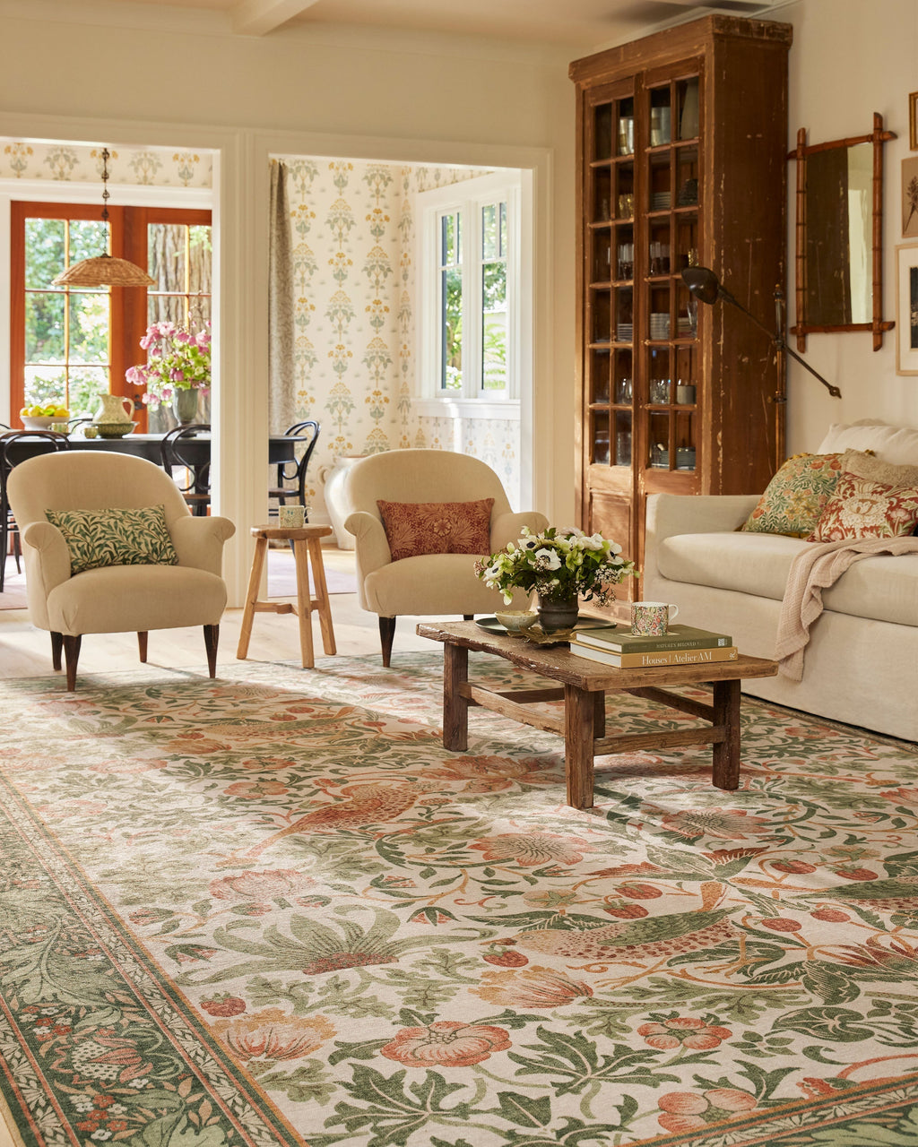 Strawberry Thief Sage & Rose Rug by Morris & Co.