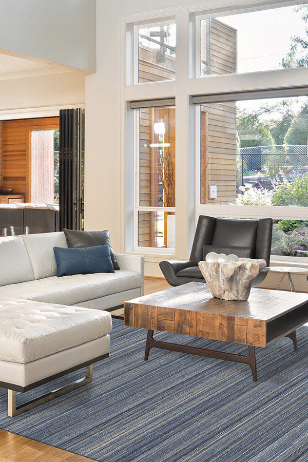 Multi Stripe Blue Rug