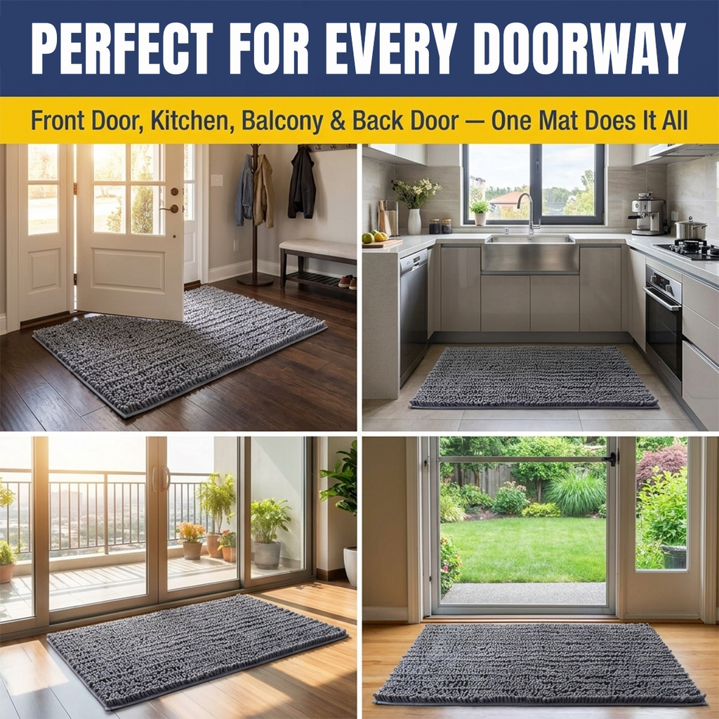 Muddy Mat® MudMax Dog Door Mat for Muddy Paws – Ultra Water Absorbing Mat Chenille Muddy Carpet® Soaks 5X Water, Microfiber Quick Dry, Slip Resistant Machine Washable Indoor Mat